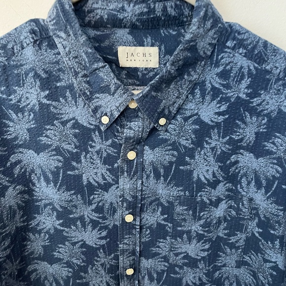 Jachs Seersucker Palm Tree Print Short Sleeved Shirt - Picture 6 of 8